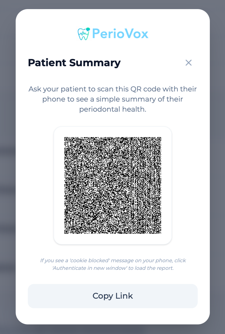 Example QR access to a patient report